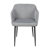 Chaise de salle à manger moderne rembourrée en tissu, pieds en métal noir, dossier incurvé, revêtement poudré, pour restaurant, café, vente en gros