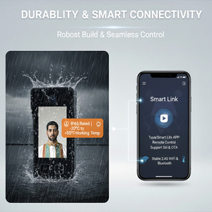 Interphone intelligent Hiwink avec <span class=keywords><strong>sonnette</strong></span> à reconnaissance faciale, écran tactile 4 pouces, déverrouillage par empreinte digitale et reconnaissance palmaire, IP65 avec options d'alimentation <span class=keywords><strong>solaire</strong></span> et PoE - Product Image 2
