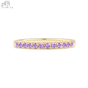 2025 Hot Selling 18K Solid <b>Yellow</b> Gold Ring Natural Amethyst Ring Jewelry Stackable Ring Set for Women' s Gift - Product Image 1