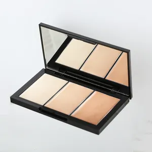 Bronze Rose Gold Silver 3 Warna Highlighter Makeup Palette Private Label Cream Highlighter Makeup Palette Highlight