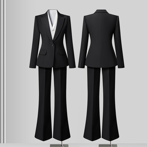Ensemble de tailleur professionnel pour femmes, veste de tailleur grise pour le printemps et <span class=keywords><strong>l</strong></span>'automne, idéal pour les étudiantes et les entretiens - Product Image 2