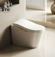 WC intelligent haut de gamme, blanc et or, avec télécommande, capteur de pied automatique, chasse d'eau double, monobloc, de luxe
