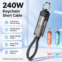Kabel USB-C Premium 240W 4-in-1 Gantungan Kunci Pengisian Cepat Foil Silikon iPhone 15/16/17 Tablet Android Power Bank Kabel Pendek
