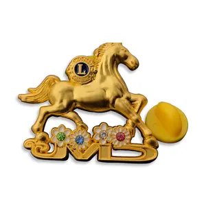 Animal and Horse Emblem Customized Pure Copper Metal Brassiere Stereo Horse Bored Brooch