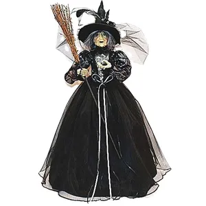 Custom Western Style Festival Poly Halloween Witch Broom Dolls Decorations Decorative Party &Holiday Decoration Supplier