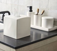 Ensemble d'accessoires de salle de bain cinq pièces porte-mouchoirs en résine distributeur de savon gobelet en blanc mat pour une utilisation au bain