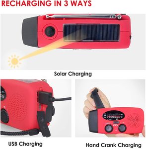 CJ2000mAh Kabelloses Tragbares Aufladbares <span class=keywords><strong>Notfall</strong></span>-Solar-Kurbelradio mit Eingebautem Lautsprecher, LED-Taschenlampe, NOAA, Telefonladegerät und FM - Product Image 4