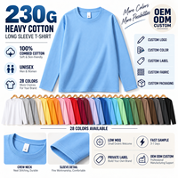 T-shirt à manches longues pour homme personnalisé, 230 GSM, 100% coton, col rond basique, streetwear, OEM ODM, faible MOQ