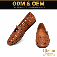 OEM ODM Chaussures plates Mary Jane pour femmes, à découpes, avec bride à boucle unique, légères, semelle extérieure en caoutchouc antidérapante, décontractées d'été, respirantes