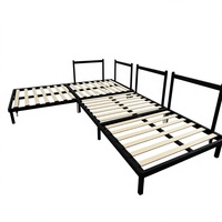 Cadre de canapé-lit convertible en fer forgé robuste et minimaliste avec lattes en bois, multifonctionnel pour chambre, appartement, salon