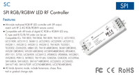 Контроллер LED RGB/RGBW SC 5-24VDC SPI с поддержкой RF2.4G пультов ДУ, 40 динамических режимов, совместим с 49 типами светодиодных лент