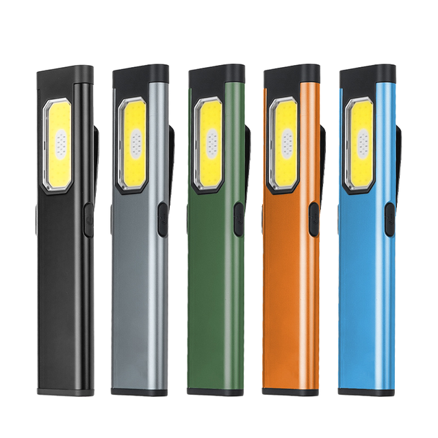 Aluminum Alloy Edc Flashlight Type-C USB Rechargeable 18650 6000K Daylight Alert COB LED 5 Modes IP55 Magnetic Base Blacklight