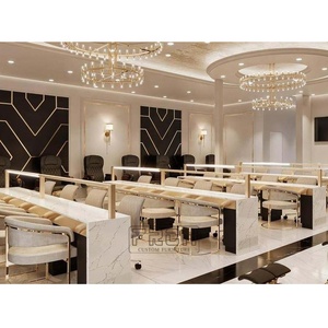 Barra <span class=keywords><strong>de</strong></span> manicura para salón <span class=keywords><strong>de</strong></span> manicura, mesa triple para <span class=keywords><strong>uñas</strong></span>, escritorio <span class=keywords><strong>de</strong></span> madera para 3 personas con colector <span class=keywords><strong>de</strong></span> polvo al vacío - Product Image 4