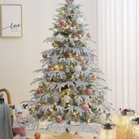 Sapin de Noël artificiel sur pied de haute qualité, personnalisable en gros, avec aiguilles de pin en PE/PVC, pré-éclairé, floqué, LED, 4-8 pieds
