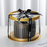 Boîte à gâteaux Eid Mubarak-Emballage de gâteau au fromage hybride décoratif rond en plastique et en papier avec fenêtre transparente