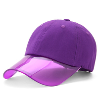 Gorra de béisbol transparente con visera de PVC, gorra de béisbol transparente con visera de PVC, 6 paneles en blanco