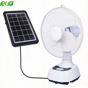 12-inch 15W <b>Rechargeable</b> Solar Fan with for Home Camping LED Light USB Output 2 <b>Bulbs</b> Night Mosquito - Product Image 5