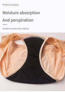 Lot de 3 culottes menstruelles en coton à taille basse avec dentelle, 3 <span class=keywords><strong>couches</strong></span>, anti-fuites - Sehe Fashion - Product Image 5