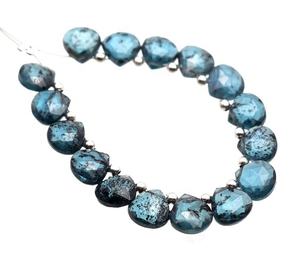 Cuentas de corazón de cianita azul índigo facetadas al por mayor, cuentas de piedra natural Moos sin tratar para la fabricación de joyas - Product Image 3