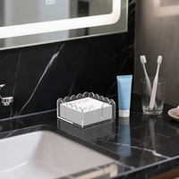 Porte-serviettes en acrylique transparent, plateau élégant à bord festonné pour cocktails, salle de bain, organisateur de serviettes en papier plates jetables pour mariages, bars