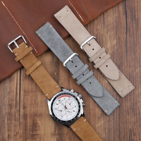Bracelet de montre en cuir véritable suédé fait main en gros 18mm 20mm 22mm 24mm