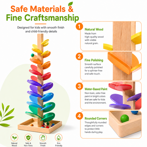 Kinder Montessori Klassischer Holz-Regenbogen Musikbaum Kugelbahn Farbenfrohes Kognitives Lernspielzeug für 5 bis 7 Jahre - Product Image 5
