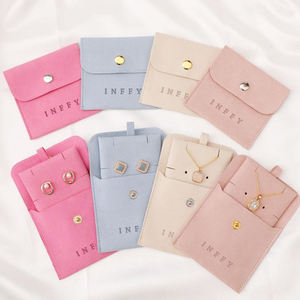 ถุงกำมะหยี่ใส่เครื่องประดับสุดหรู INFFY พร้อมโลโก้สั่งทำ ขนาด 10x12 ซม. แบบมีเชือกผูก รีไซเคิลได้ พร้อมแผ่นรองและกระดุม ขายส่งเป็นชุด - Product Image 2