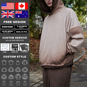 Sweat à capuche oversize KingSen pour homme, style streetwear hiver, imprimé numérique, coton délavé, design vintage avec patchs, hip hop - Product Image 2