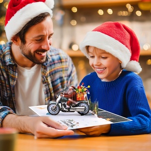 Carte pop-up de Noël avec motif de motoneige, Père Noël sur une motoneige, cadeau de Noël avec enveloppe - Product Image 6