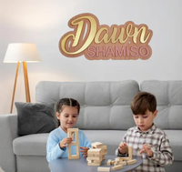 Panneau nominatif personnalisé en acrylique avec police cursive, monogramme initial, ornement mural pour la maison