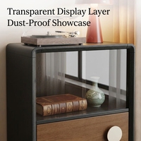 Meuble de rangement multifonctionnel moderne de luxe en bois massif pour salon avec étagère vitrée et 3 tiroirs pour l'ameublement de la maison