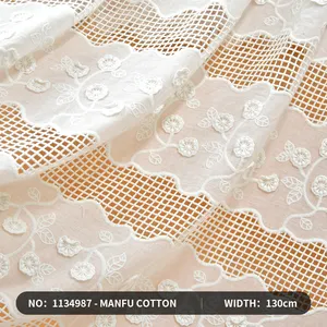 Tela de encaje bordado de tul africano, tejido blanco de alta calidad, refinado