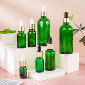Flacons compte-gouttes en verre dépoli cylindriques pour sérum de soin de la peau 5ml 10ml 15ml 20ml 50ml 100ml Noir Vert Bleu Ambre avec bouchon doré argenté - Product Image 4