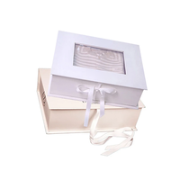 Boîte d'emballage personnalisée mini étanche en plastique avec fenêtre transparente, motif gaufré, éponge, nœud rose, petite et mignonne, pliable, pour cadeau