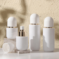 Nuevo Set de Envases de Vidrio para Cosméticos, Botella de Loción Vacía con Cuerpo Cilíndrico y Dosificador, 120 ml, para Emulsiones, Esencias y Cremas
