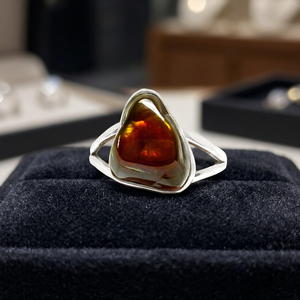 Bague de luxe en argent sterling 925 avec agate de feu mexicaine naturelle sertie clos, idéale pour mariage et soirée – Vente directe usine - Product Image 2
