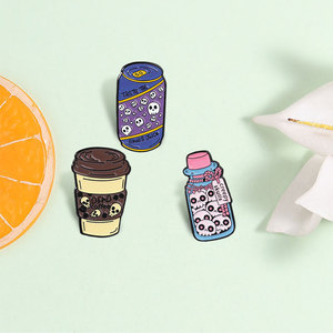 Pin de solapa de metal esmaltado de alta calidad con diseño de calavera y café, insignia personalizada, accesorio de joyería gótica al por mayor - Product Image 3