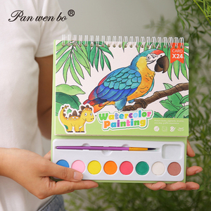 Kit de peinture à l'<span class=keywords><strong>aquarelle</strong></span> pour enfants, ensemble portable de peinture à l'<span class=keywords><strong>aquarelle</strong></span> pour étudiants, livre de papier à <span class=keywords><strong>aquarelle</strong></span> DIY 8 couleurs pour la peinture - Product Image 3