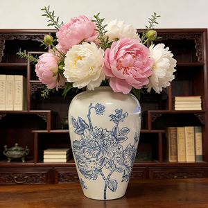 Nouveau vase de table en céramique bleu et blanc style nordique pour anniversaire, arrangement floral pour salon, décoration artistique classique pour la maison - Product Image 5