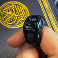 Cadeau de l'Aïd musulman Iqibla Toutes tailles Lumière universelle Louange 5 fois Azan Jikir Finger Ring Counter Tesbar Digital Zikr Ring