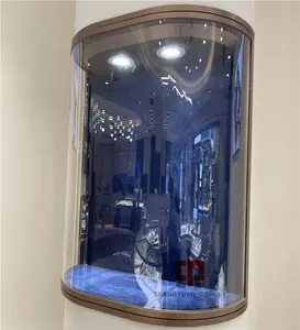 Lüks takı özel vitrin mavi yuvarlak Metal İzle ekran cam vitrin takı mağaza mobilya vitrin