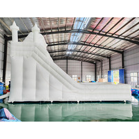 Nouvelle conception de toboggan gonflable commercial en PVC blanc pour l'extérieur, toboggan gonflable à double voie pour enfants et adultes