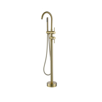 Robinetterie de douche pour baignoire, mitigeur chaud/froid sur pied, en laiton noir mat avec cartouche céramique, pour appartements et hôtels