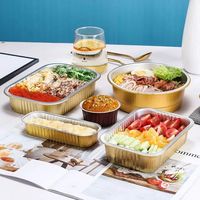 Barquette rectangulaire jetable en aluminium et plastique PP moulé, de qualité alimentaire, personnalisable, pour pâtisserie, cuisson et rôtissage, avec couvercle