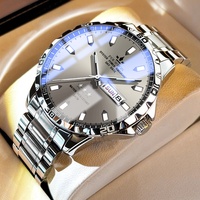 Montres à quartz entièrement automatiques, design creux élégant, double calendrier, bracelet en acier inoxydable lumineux, boucle double face
