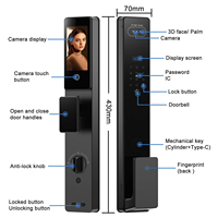 Interphone vidéo en temps réel étanche IP65 avec reconnaissance faciale, empreinte digitale, identification faciale, contrôle par application, serrure intelligente Tuya en bois