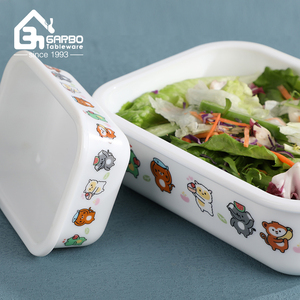 高品質オパールガラス製弁当箱、電子レンジ対応、デカールデザイン付き食品保存容器セット、キッチン＆キャンプ用 - Product Image 6