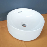 Lavabo rond en céramique moderne de luxe, à poser sur comptoir, pour salle de bain, vasque, meuble-lavabo, sanitaires, porcelaine, blanc brillant