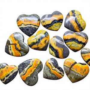 Piedra Tallada de Jaspe Bumblebee en Forma de Corazón Natural de Buena Calidad, Gemas Sueltas Lisas Tipo Cabujón, Certificadas por IGI, Joyería Hecha a Mano HARI - Product Image 1