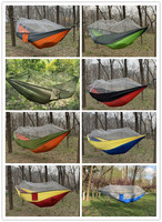 Hamac de camping double portable en nylon Woqi avec moustiquaire, corde et mousquetons